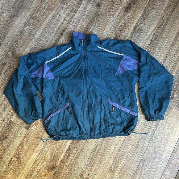 Asics Jackets & Blazers - Vintage Asics 90s/80s Womens Reflective Teal Windbreaker Jacket Medium M Mint!